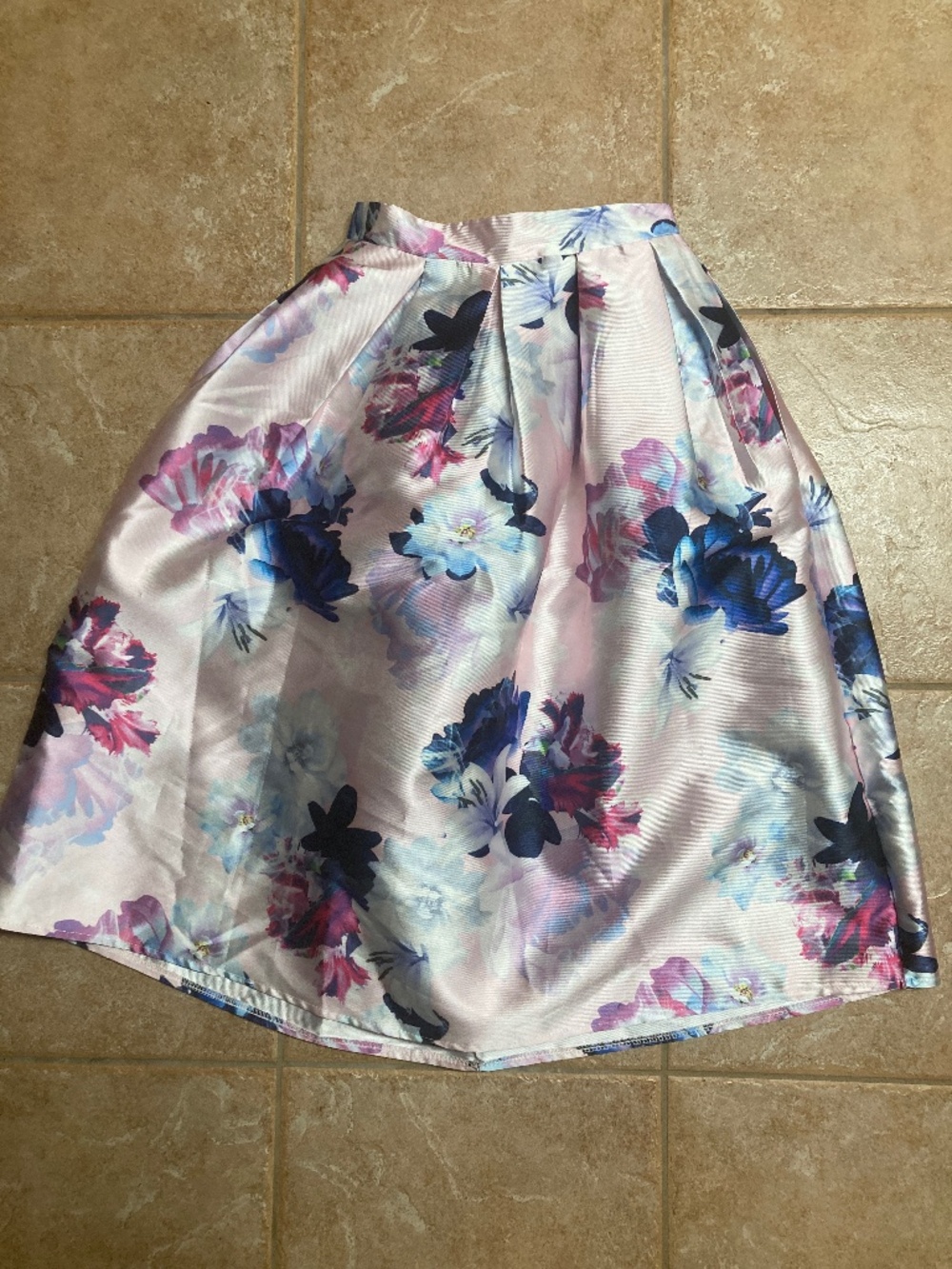 Chic wish Pink Floral Midi Skirt Sz XS